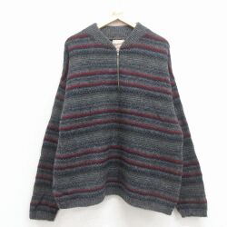 XL★古着 ウールリッチ 長袖 ハーフジップ セーター メンズ 90年代 90s USA製 濃グレー 霜降り他 26feb12