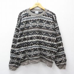 XL★古着 長袖 セーター メンズ 90年代 90s フェアアイル アクリル USA製 茶系他【spe】 26feb13
