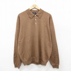L★古着 ブルックスブラザーズ 長袖 ブランド セーター メンズ 襟付き メリノウール 茶系 26feb13