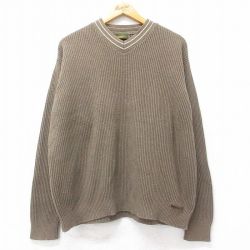 XL★古着 ティンバーランド 長袖 セーター メンズ 00年代 00s Vネック 薄緑【spe】 26feb14