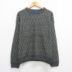 XL★古着 タウンクラフト 長袖 セーター メンズ 90年代 90s アクリル クルーネック グレー 26feb16