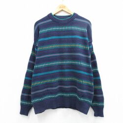 【20%OFF】90s 長袖セーター ネイビー XL | 古着