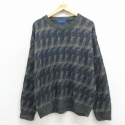 XL★古着 タウンクラフト 長袖 セーター メンズ クルーネック 濃紺 26mar09