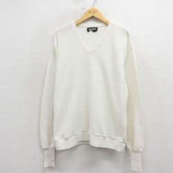 L★古着 ジャンセン 長袖 セーター メンズ 80年代 80s 無地 Vネック 白 26mar23