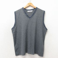 L★古着 ニット ベスト メンズ 90年代 90s アクリル Vネック USA製 グレー 霜降り 26apr04