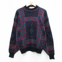 L★古着 マックレガー 長袖 セーター メンズ 90年代 90s アクリル クルーネック 黒 26apr09