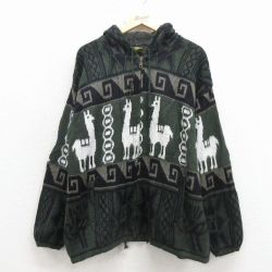 TEJIDOS RUMINAHUI 長袖ニットカーディガン アルパカ グリーン XL | 古着
