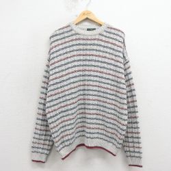 XL★古着 長袖 セーター メンズ 90年代 90s 大きいサイズ コットン クルーネック USA製 グレー他 26apr09