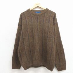 XL★古着 タウンクラフト 長袖 セーター メンズ 90年代 90s アクリル クルーネック 茶他 26apr15