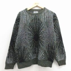 M★古着 長袖 セーター メンズ 90年代 90s アクリル クルーネック USA製 緑 26apr25