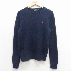 ラルフローレン 長袖セーター ワンポイントロゴ ネイビー M | 古着
