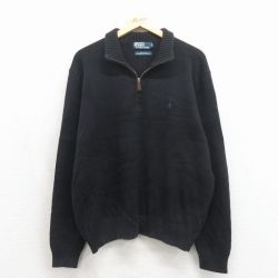 ラルフローレン 90s 長袖セーター ワンポイントロゴ ブラック XL | 古着