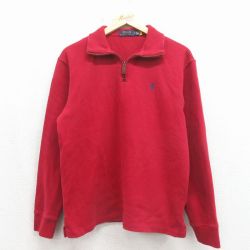 ラルフローレン 長袖セーター ワンポイントロゴ レッド M | 古着