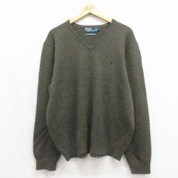 ラルフローレン 90s 長袖セーター ワンポイントロゴ カーキ XL | 古着