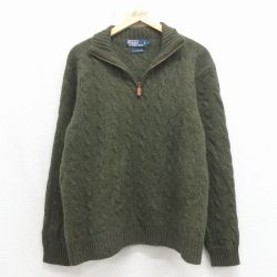 ラルフローレン 90s 長袖セーター ケーブル カーキ L | 古着