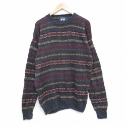 L★古着 長袖 セーター メンズ 00年代 00s クルーネック グレー他 26jan24