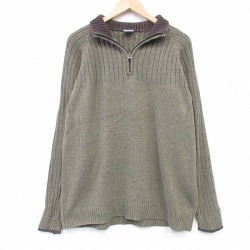 XL★古着 コロンビア 長袖 ハーフジップ セーター メンズ コットン ラグラン 薄緑 霜降り 26jan23
