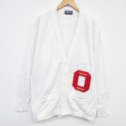 XL★古着 長袖 ニット カーディガン メンズ 90年代 90s 0 大きいサイズ USA製 白 26jan27