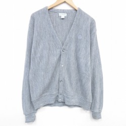 XL★古着 IZOD 長袖 ニット カーディガン メンズ 90年代 90s ワンポイントロゴ アクリル USA製 グレー 26jan27