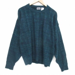 XL★古着 ベーシックエディションズ 長袖 セーター メンズ 00年代 00s 大きいサイズ アクリル クルーネック 濃緑他 26jan27
