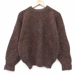 L★古着 ギャップ GAP 長袖 セーター メンズ 80年代 80s 無地 ウール ラグラン クルーネック 茶他【spe】 26jan30