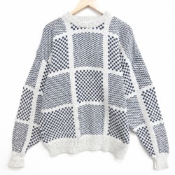 XL★古着 長袖 セーター メンズ 90年代 90s 大きいサイズ コットン クルーネック USA製 薄グレー他【spe】 26feb12