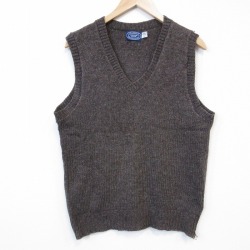 【20%OFF】ニット ベスト 無地 ブラウン M | 古着