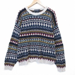 【20%OFF】90s 長袖セーター フェアアイル ネイビー XL | 古着
