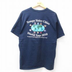 【50%OFF】半袖Tシャツ 地球 ネイビー L | 古着
