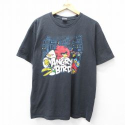 L★古着 半袖 Tシャツ メンズ アングリーバード クルーネック 黒 ブラック 25aug22 中古