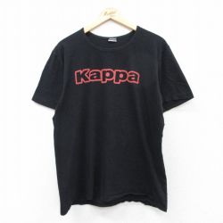 XL★古着 カッパ Kappa 半袖 Tシャツ メンズ ビッグロゴ クルーネック 黒 ブラック 25aug23 中古