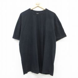 XL★古着 半袖 Tシャツ メンズ 無地 大きいサイズ コットン クルーネック 黒 ブラック 25aug23 中古