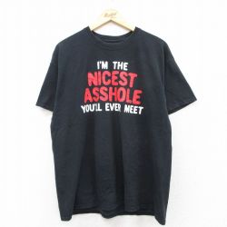 半袖Tシャツ NICEST ASSHOLEプリント ブラック XL | 古着