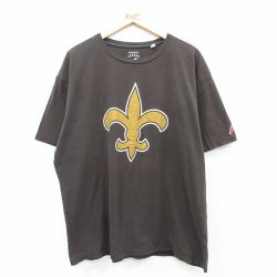 XL★古着 半袖 Tシャツ メンズ ユリの紋章 大きいサイズ コットン クルーネック 黒系 ブラック 25aug26 中古