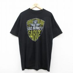 XL★古着 半袖 Tシャツ メンズ ガスモンキー ロング丈 クルーネック 黒 ブラック 25aug26 中古