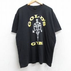 XL★古着 半袖 Tシャツ メンズ ゴールドジム 大きいサイズ クルーネック 黒 ブラック 25aug28 中古