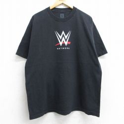 XL★古着 半袖 Tシャツ メンズ ワールドプロレスリング コットン クルーネック 黒 ブラック 25aug28 中古