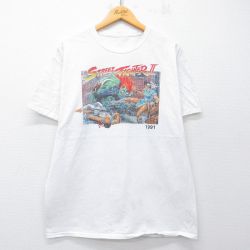 L★古着 半袖 Tシャツ メンズ ゲーム ストリートファイター2 コットン クルーネック 白 26mar18