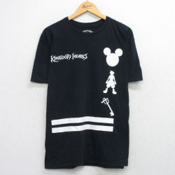 XL★古着 半袖 Tシャツ メンズ ゲーム ディズニー キングダムハーツ 大きいサイズ コットン クルーネック 黒【spe】 26mar19