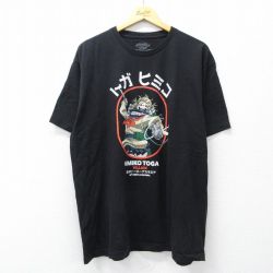 XL★古着 半袖 Tシャツ メンズ アニメ 僕のヒーローアカデミア トガヒミコ 大きいサイズ コットン クルーネック 黒 26mar19
