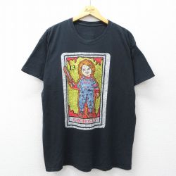 XL★古着 半袖 Tシャツ メンズ 映画 チャッキー 大きいサイズ コットン クルーネック 黒 26mar26