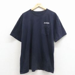 XL★古着 半袖 Tシャツ メンズ 郵便局 胸ポケット付き 大きいサイズ クルーネック 紺 26apr06