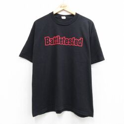 XL★古着 プロクラブ 半袖 Tシャツ メンズ Battletested コットン クルーネック 黒 26apr14
