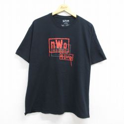 ワールドプロレスリング 半袖Tシャツ nowプリント ブラック XL | 古着
