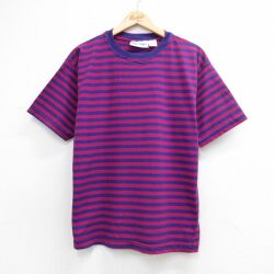00s 半袖Tシャツ ボーダー パープル L | 古着
