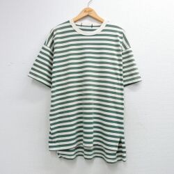 半袖Tシャツ ボーダー カーキ XL | 古着
