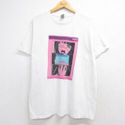 半袖Tシャツ アニメエラーメッセージ眼帯 ホワイト XL | 古着