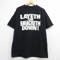 ワールドプロレスリング 半袖Tシャツ ザロック ブラック XL | 古着