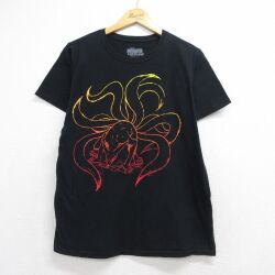 L★古着 リップルジャンクション 半袖 Tシャツ メンズ アニメ ナルト疾風伝 九尾 コットン クルーネック ブラック 26jun25