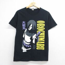 S★古着 フルーツオブザルーム 半袖 Tシャツ メンズ アニメ ナルト疾風伝 大蛇丸 コットン クルーネック ブラック【spe】 26jun25